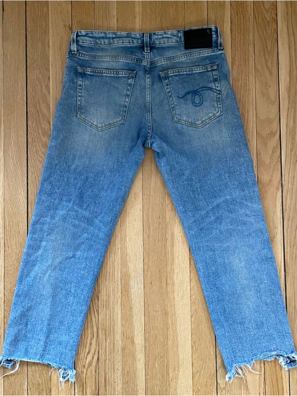 R13 Boy Rip Straight Leg Jeans in Jasper Stretch - Size 28 - Picture 2 of 9